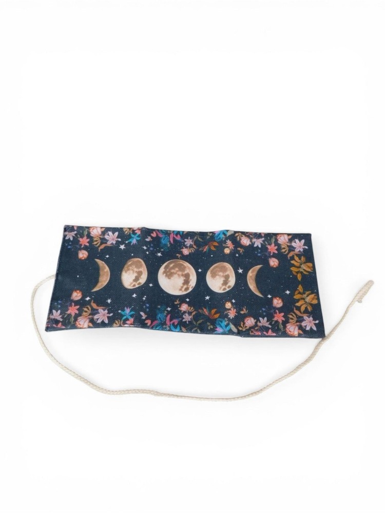 Moon Phase & Floral Tarot Card Holder With String Wrap