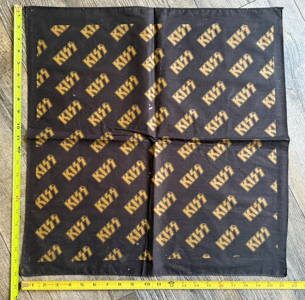 KISS Bandana Creatures Concert Tour Black Gold Logo Vintage Kiss Memorabilia