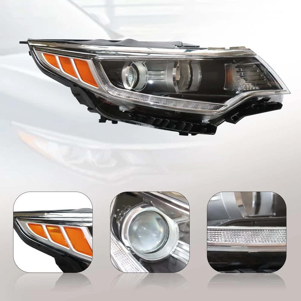 Optima 2016-2018 Headlight Assembly Projector Halogen LED DRL Both Sides