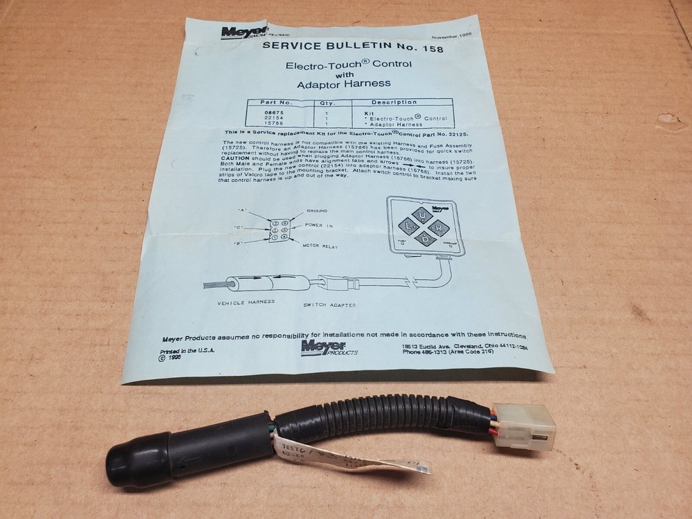 OEM Meyer 15766 6 Pin Round to Rectangular Touchpad Controller Adapter Snow Plow