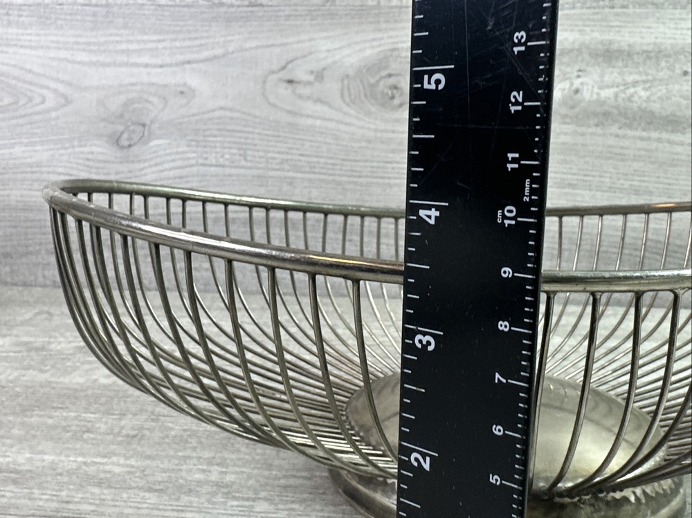 Vintage Leonard Oval Wire Silverplate Bread Fruit Basket Hong Kong