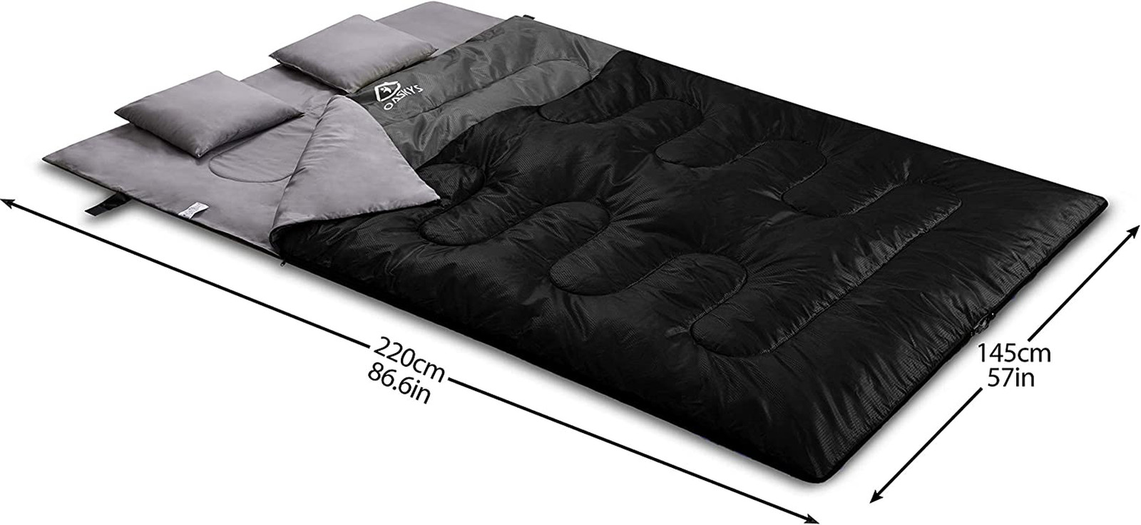 Double Sleeping Bag For Adults With 2 Pillows - Queen Size Xl Waterproof
