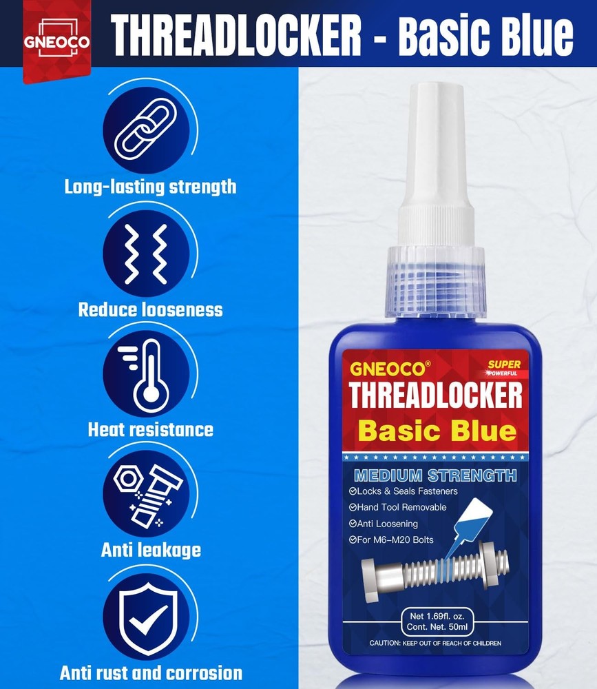 ThreadLocker Blue and Red, Thread Lock Medium High Strength Tight...