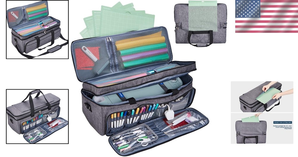 Versatile Double Layer Cricut Carrying Case with Multi-Pockets - 22.5 inches