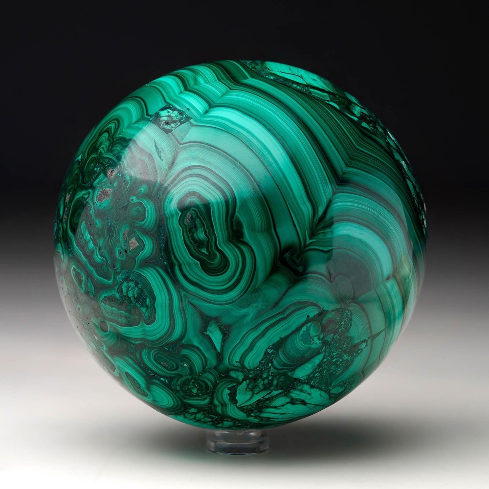 Hand-Polished Solid 3.5" Diameter Malachite Sphere // Ver. IV