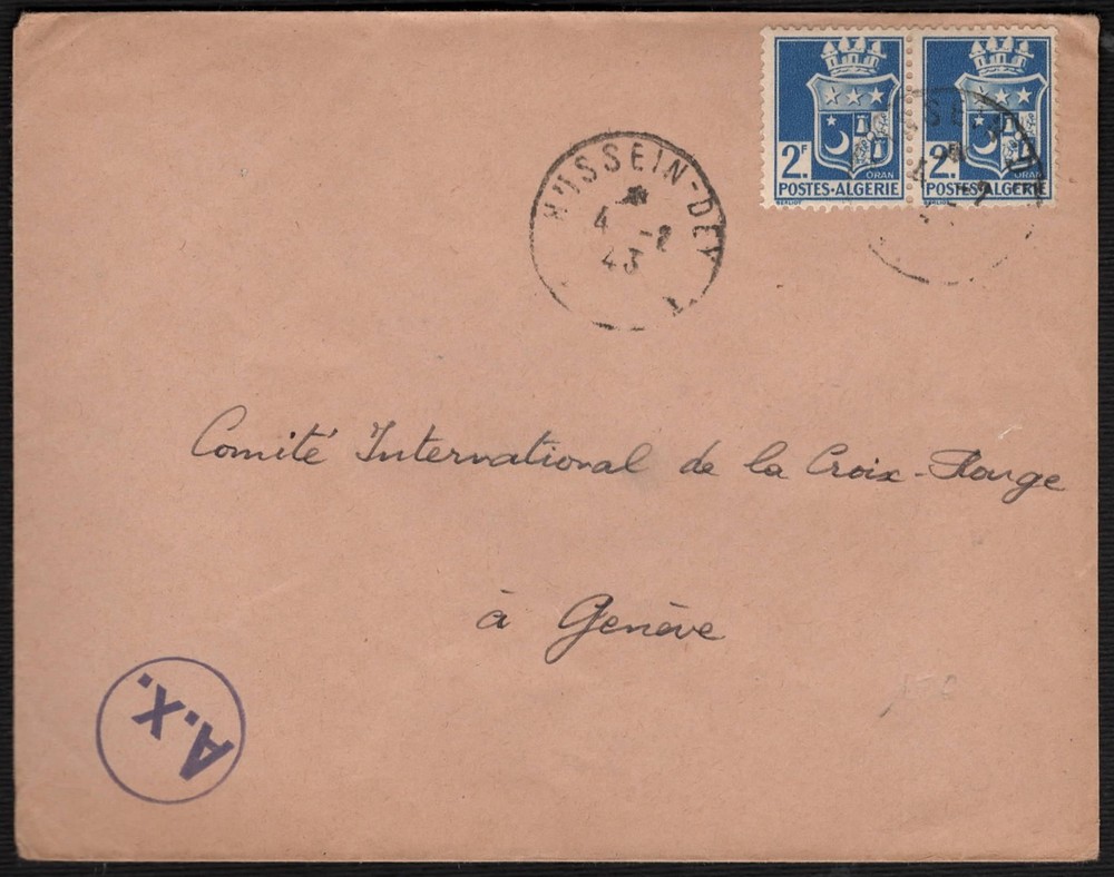 EB 295 - 4/2/1943 - Cover sent from Algeria to Swiss.
