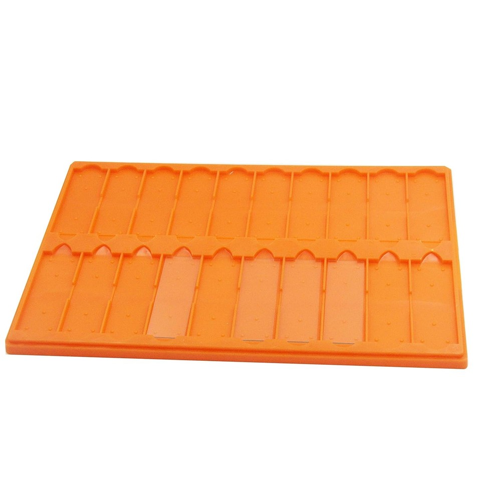 Plastic Microscope Slide Tray; 20 Capacity, Pack Green, Orange, Blue, White