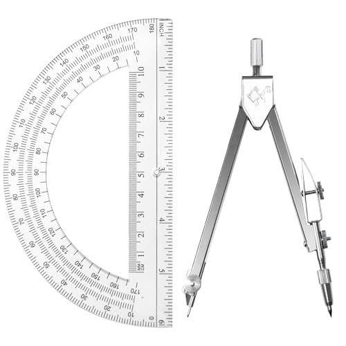 Students Geometry Math Set, Drawing Compass and 6 Inch 1-transparent