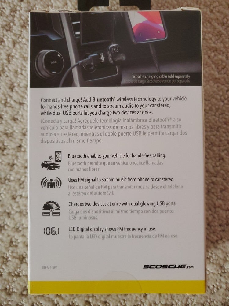 Scosche BTFREQ Bluetooth Handsfree Car Kit w/#1 FM Transmitter Brand.