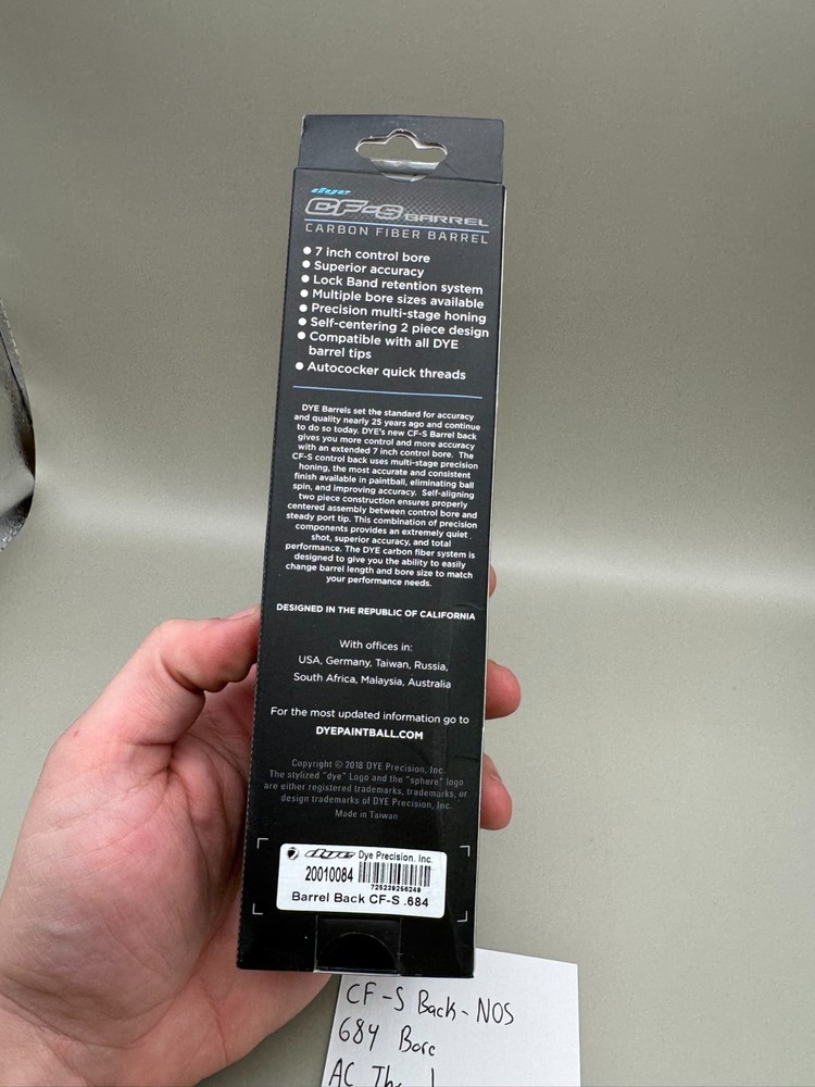 Dye CF-S Back-NOS 684 Bore AC Thread-Black