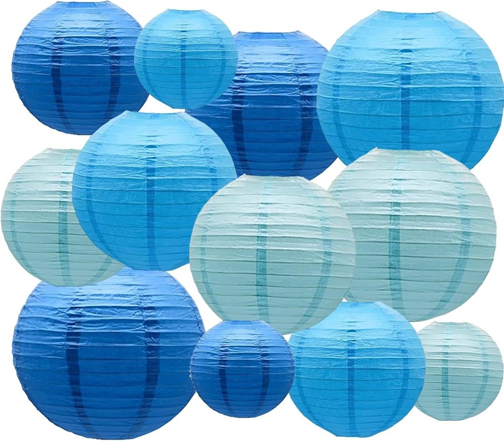Blue Paper Lanterns 4、6、8、10inch,