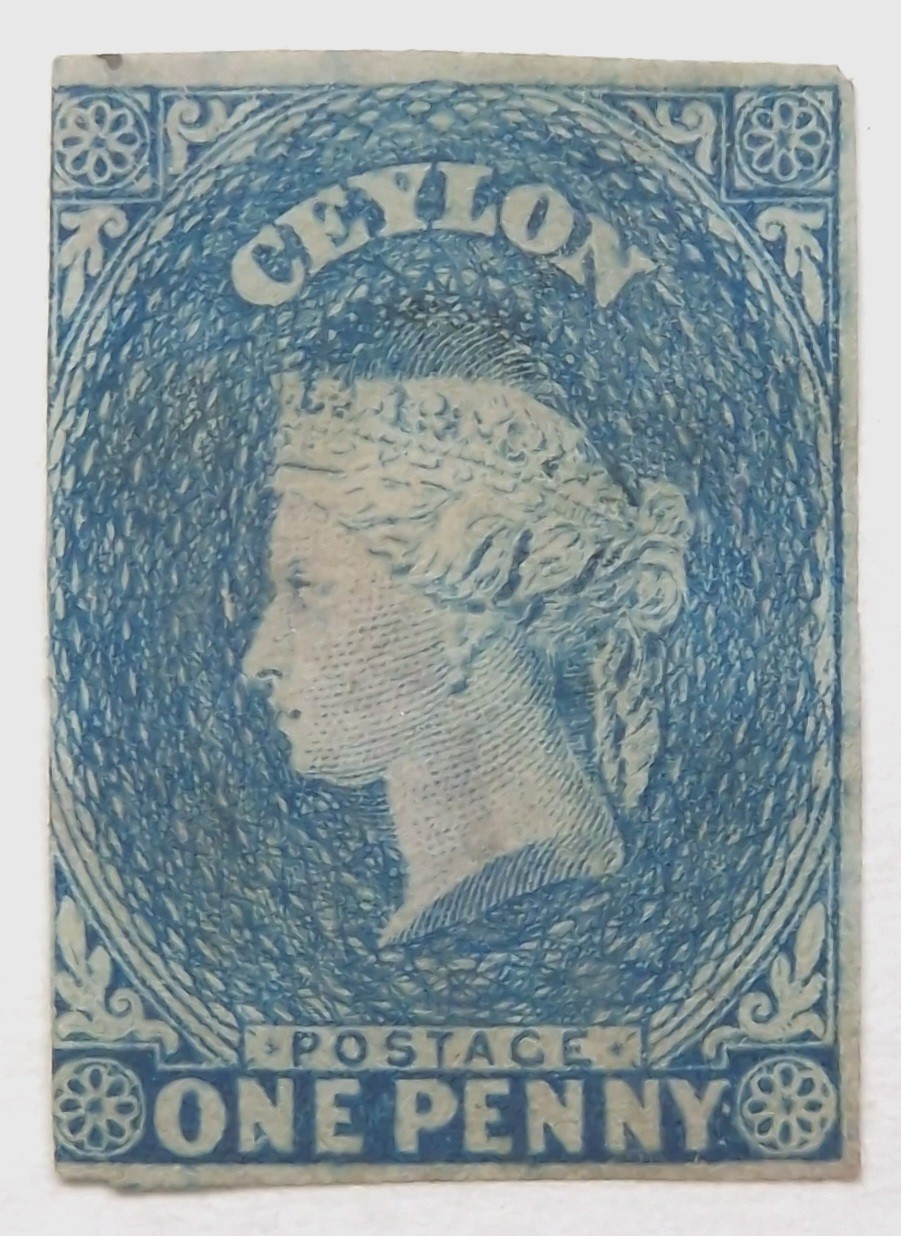 CEYLON QV 1857 1d Deep Turquoise-Blue (SG2) - Mint, No Gum - €1250