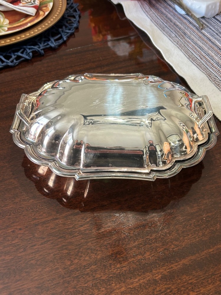 Vintage Gorham Heritage Covered Scalloped Oblong Serving Dish VH19