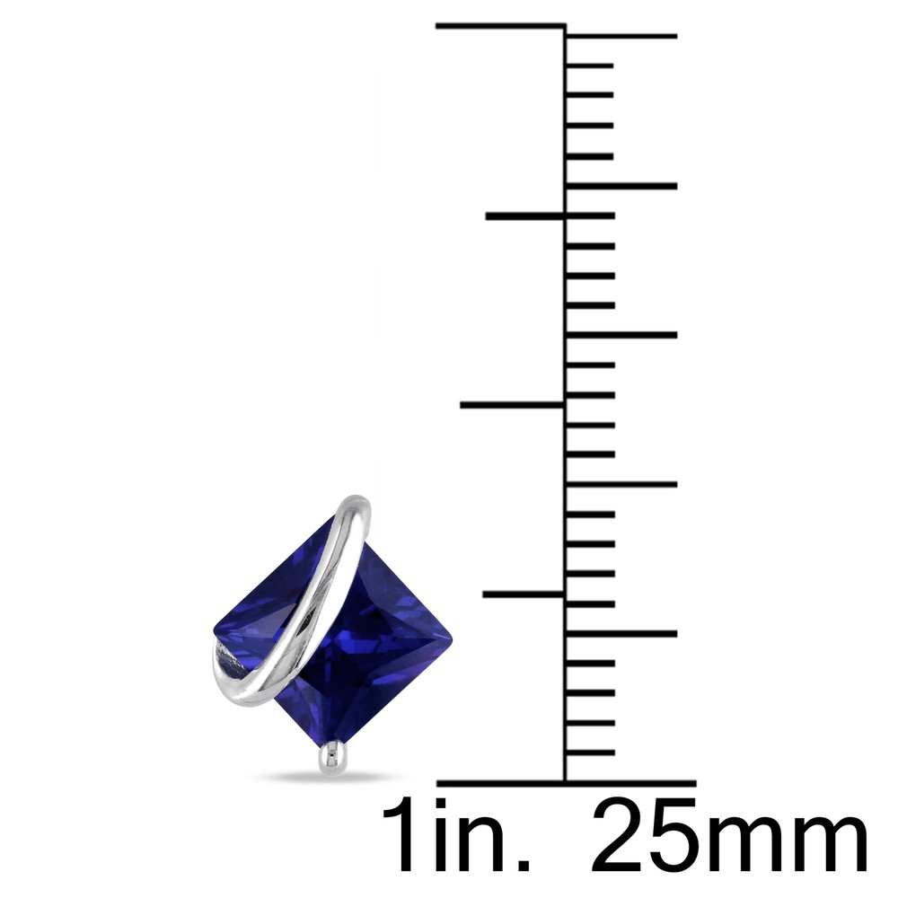 Amour Sterling Silver Created Sapphire Stud Earrings
