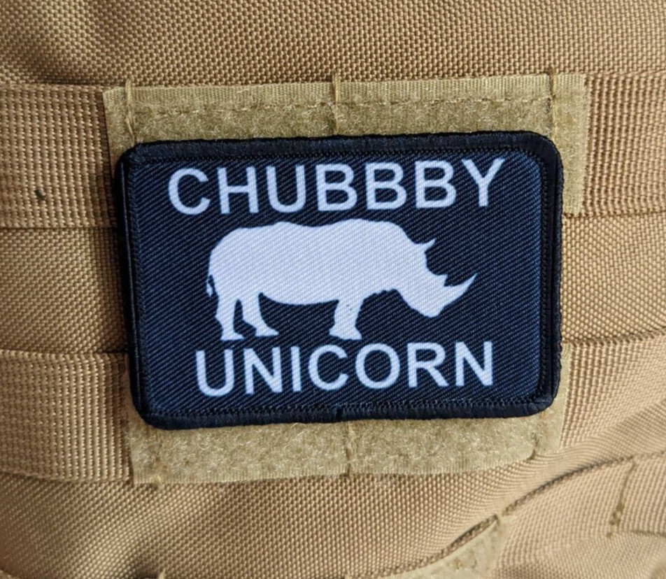 Chubby unicorn rhino meme animals 2"x3" hook & loop tactical patch Funny edc
