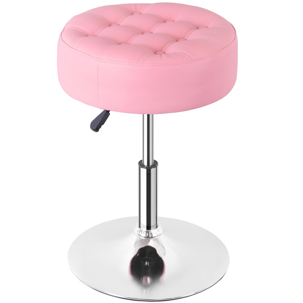 Pink Vanity stool for Makeup Room Adjustable Height PU Leather Bar Stool