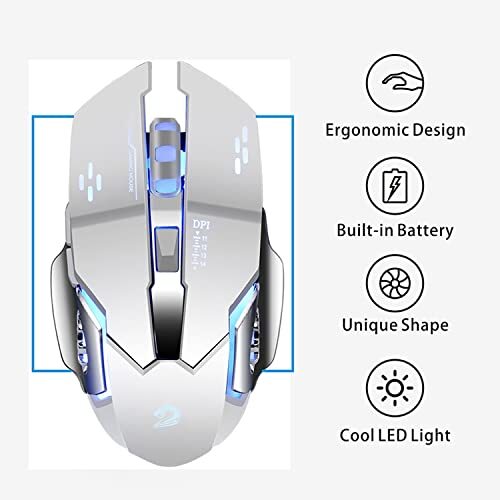 Q85 Rechargeable Wireless Gaming Mouse 2.4G LED Optical Silent Wireless Compu...