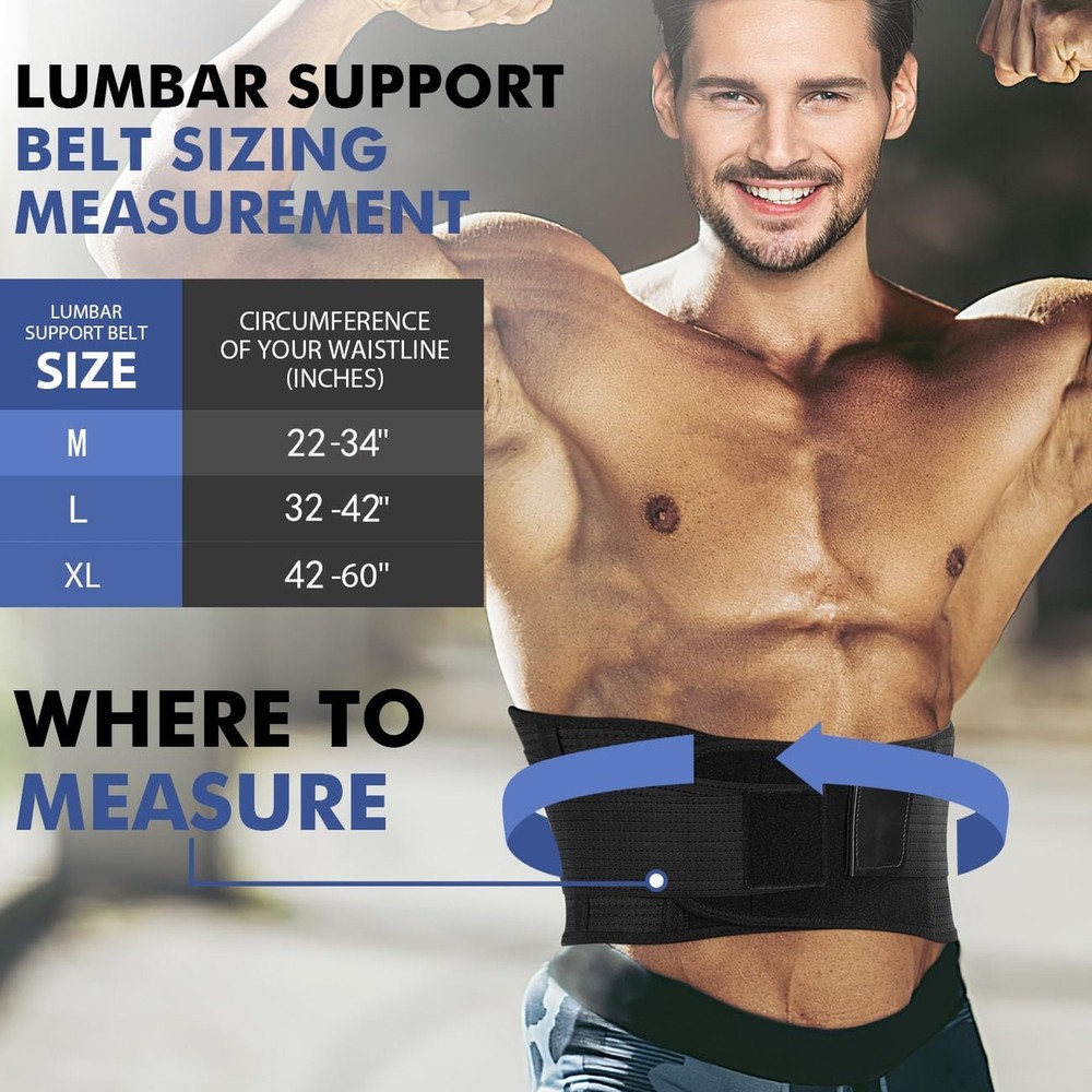 Lumbar Support Belt Lower Back Brace for Lifting, Herniated Disc, Sciatica, P...