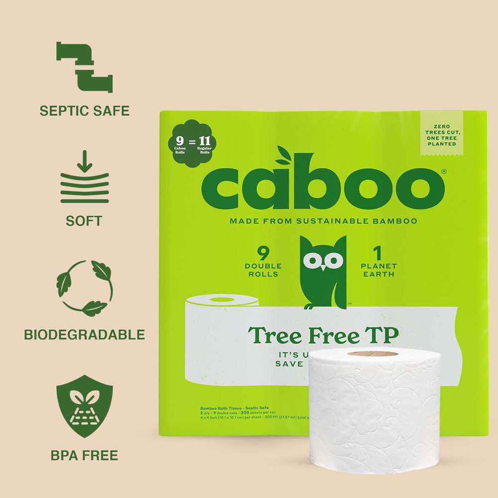 Tree Free Toilet Paper, Septic Safe Bath Tissue, Quick Dissolving 2 Ply Sheets -