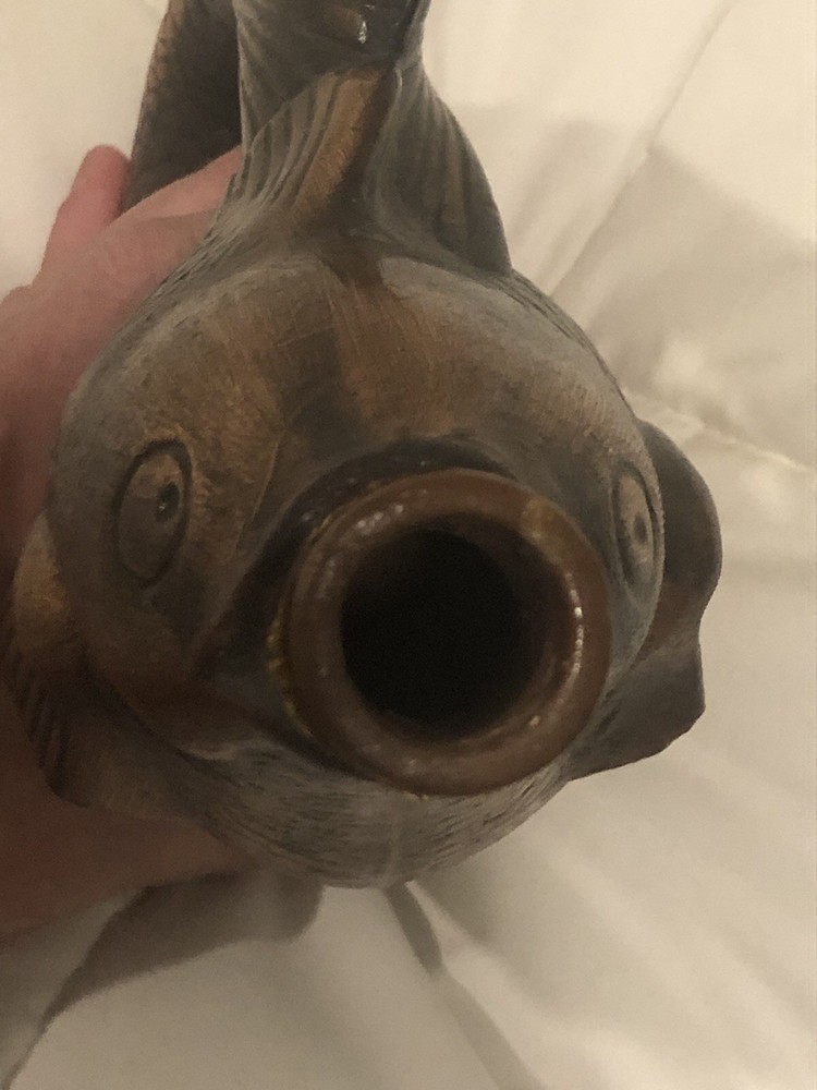 Vintage bronze fish wine decanter