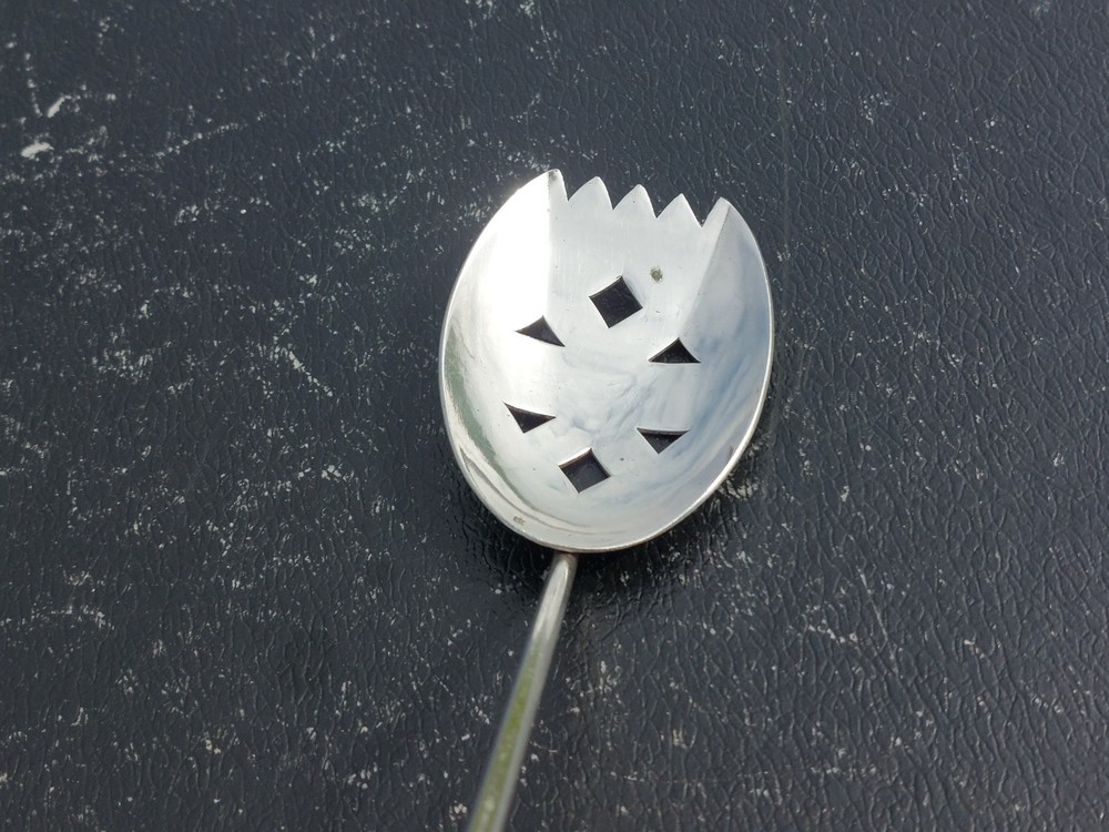 Antique 8" Silver Plated Ice /Absinthe Spoon, Mote Spoon, Cocktail Strainer Fork