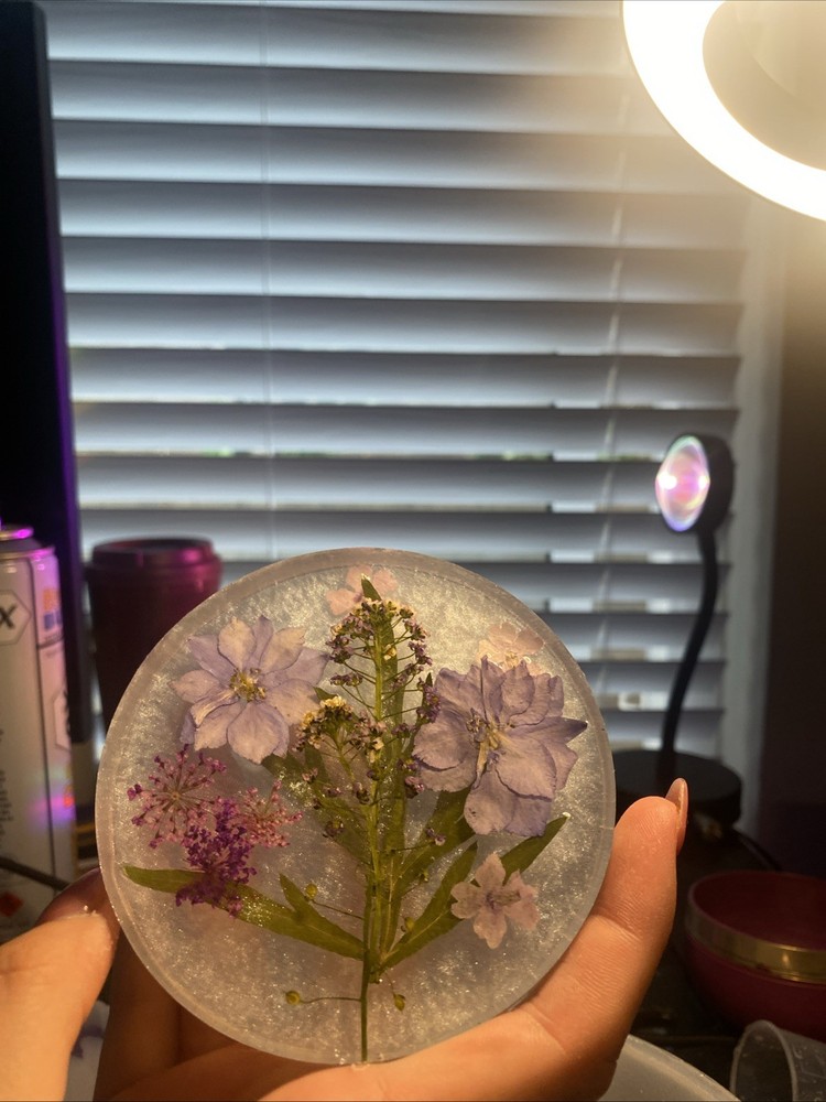 Original Dried Flower Thick Epoxy Resin Coaster For Cups