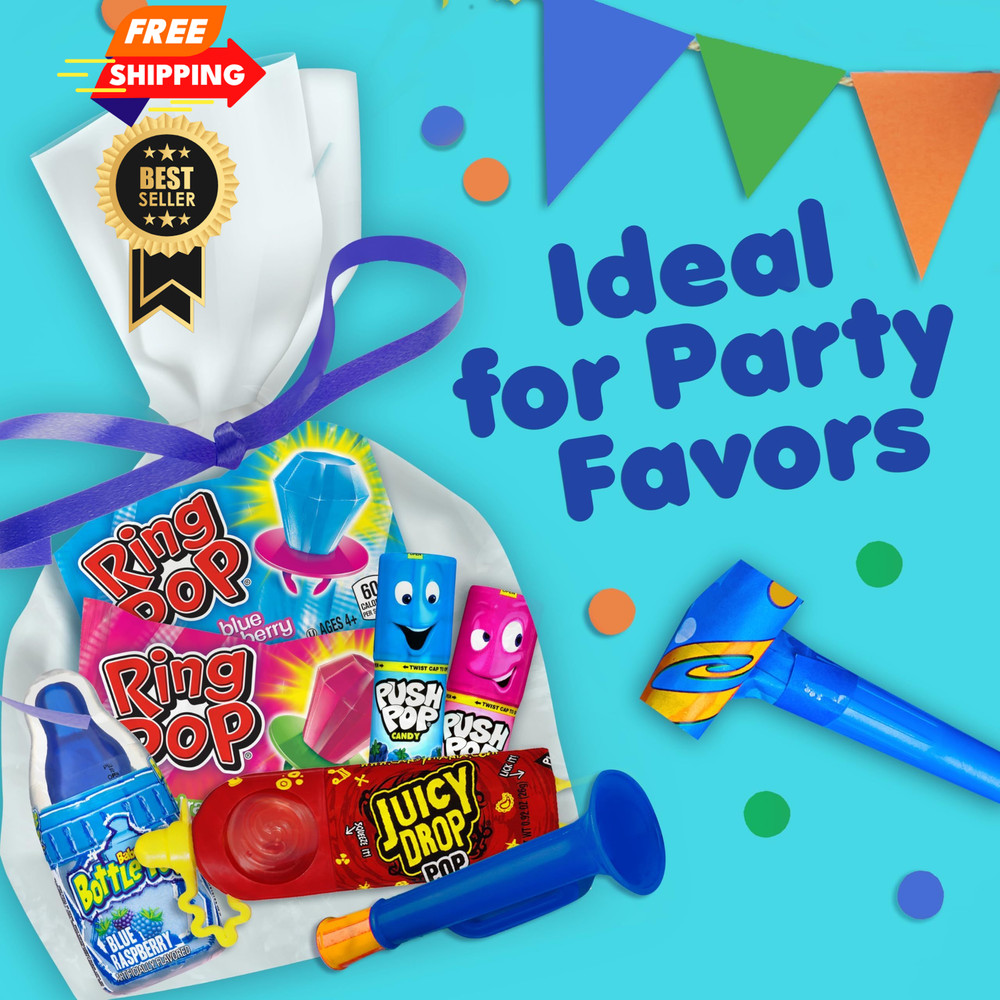 Candy Variety Pack, 18 Count Assorted Lollipops, Bulk 18 Count, Blue