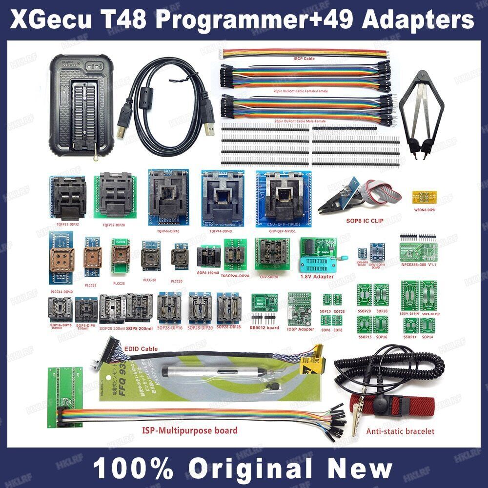 T48 TL866II Plus High speed Universal Programmer+Adapters+Test Clip PIC Bios