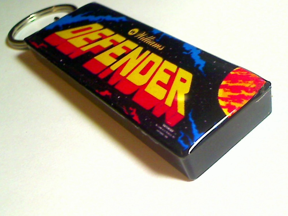 Defender Arcade Marquee Coin Door accessory Keychain