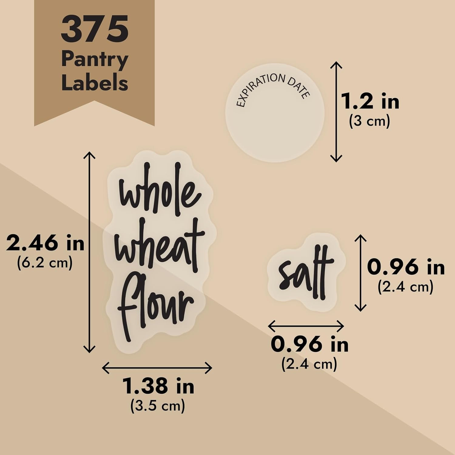 Pantry Labels for Containers - 375 PC Clear Vinyl Black Script - Peel & Stick Fo