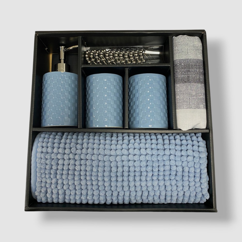 Pure Bath Blue Chambray Stripe 17-Pc. Bath Set
