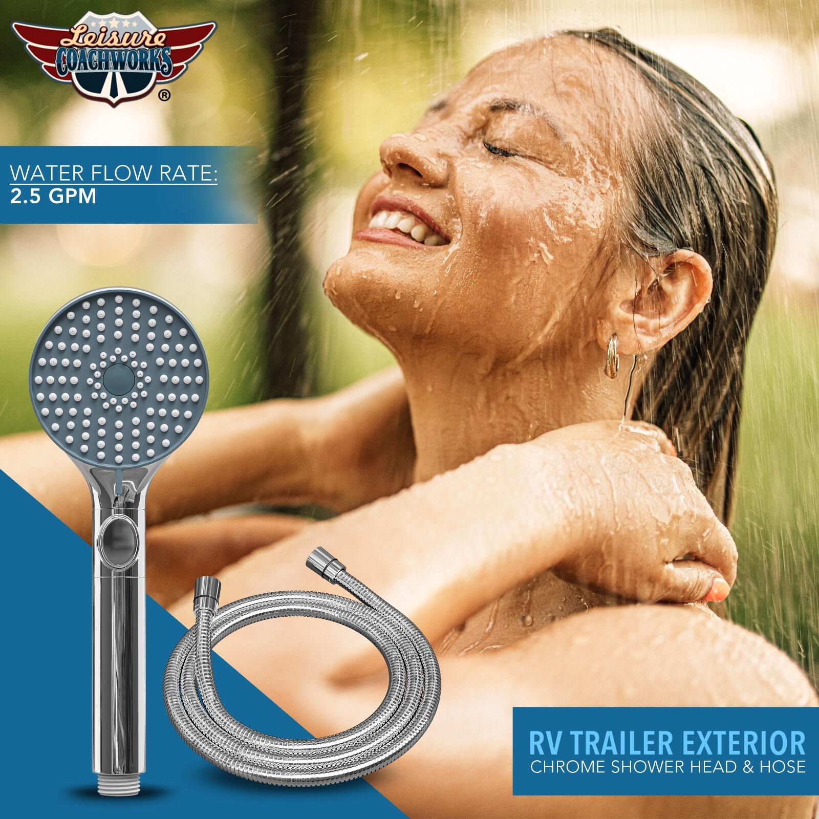RV Shower Head with Hose and On Off Switch Camper Water Saving and High Pressure