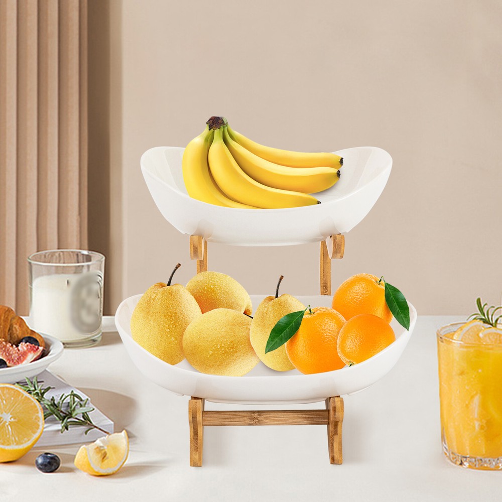 2 Tier Fruit Basket, Fruit Bowl for Kitchen Counter, Fruit Basket for Kitchen