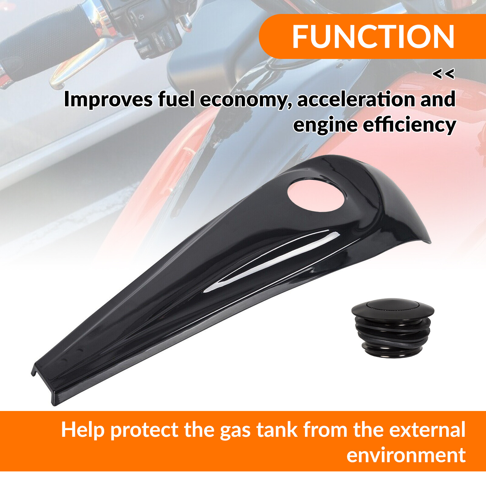 For Harley Street Glide 08-23 Glossy Black Dash Fuel Console Gas Tank Cap Cover