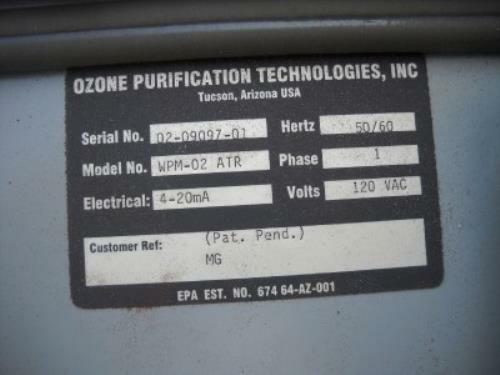 Ozone 3 WPM-02 ATR Purification Technologies Control Panel/Box