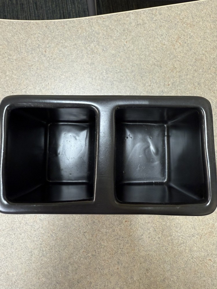 Rae Dunn 'Stuff' 2 Section Divided Container Storage Desk Organizer Black