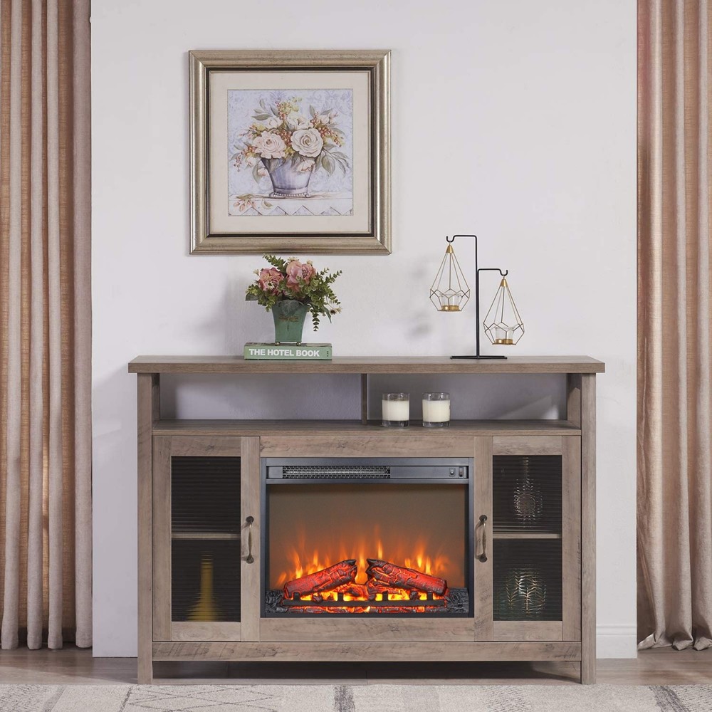 23inch Electric Fireplace Insert Heater with Log Set & Timer 1400W