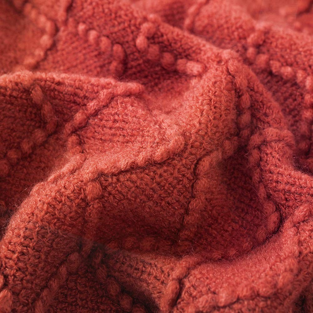 BOURINA Rust 50x60 Throw Blanket Textured Soft Sofa Couch Bed Decorative