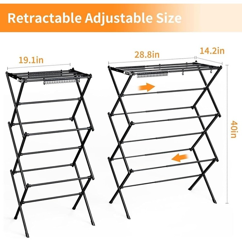 Adjustable Iron Laundry Drying Rack Foldable Space Saving 35lbs Capacity New