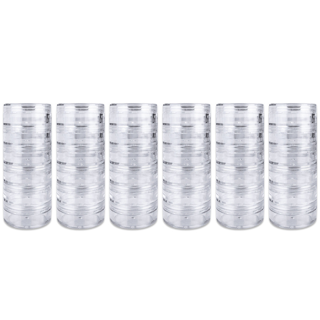 12-Piece 10g/10ml Acrylic Stackable Clear Round Jars Set