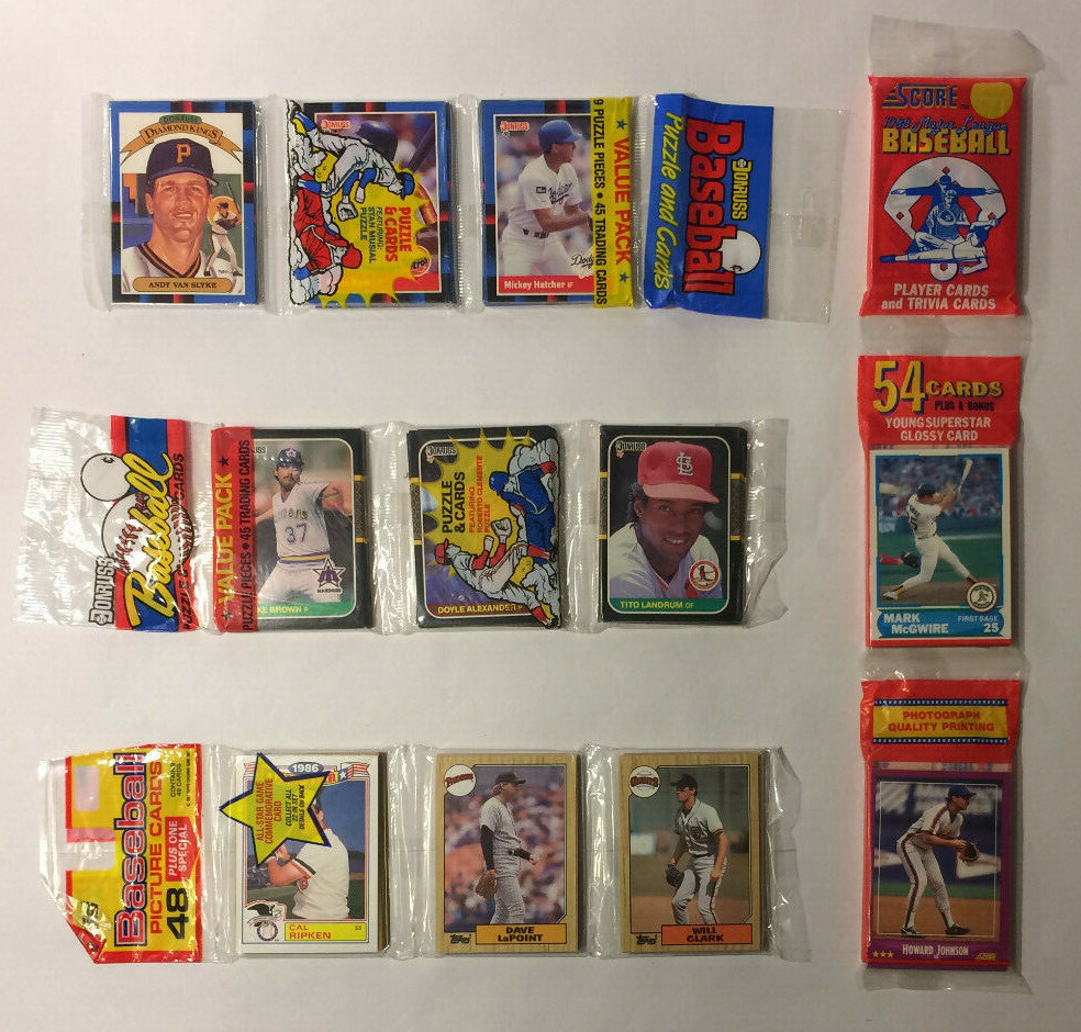 Old Vintage Baseball Cards In Unopened Packs From Wax Box, 200 Card Lot 1987-95