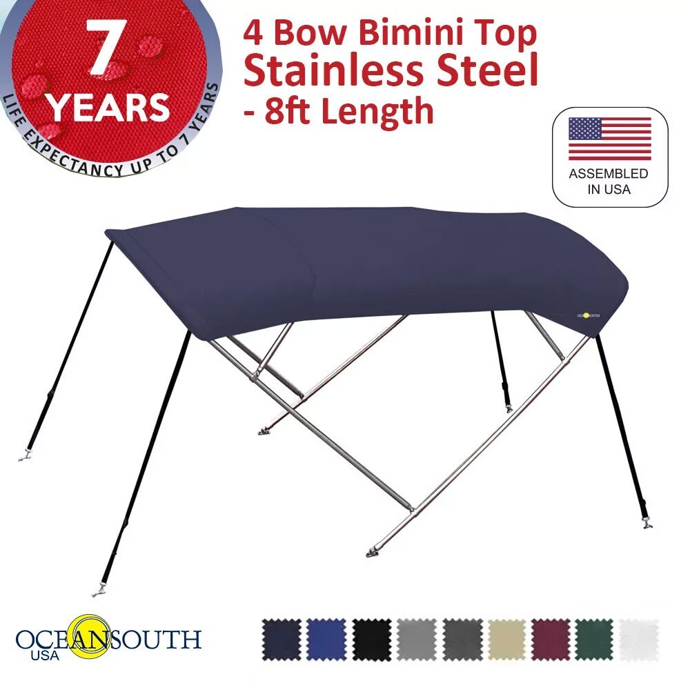 4 Bow BIMINI TOP Stainless Steel - 8ft Long | 54" Height