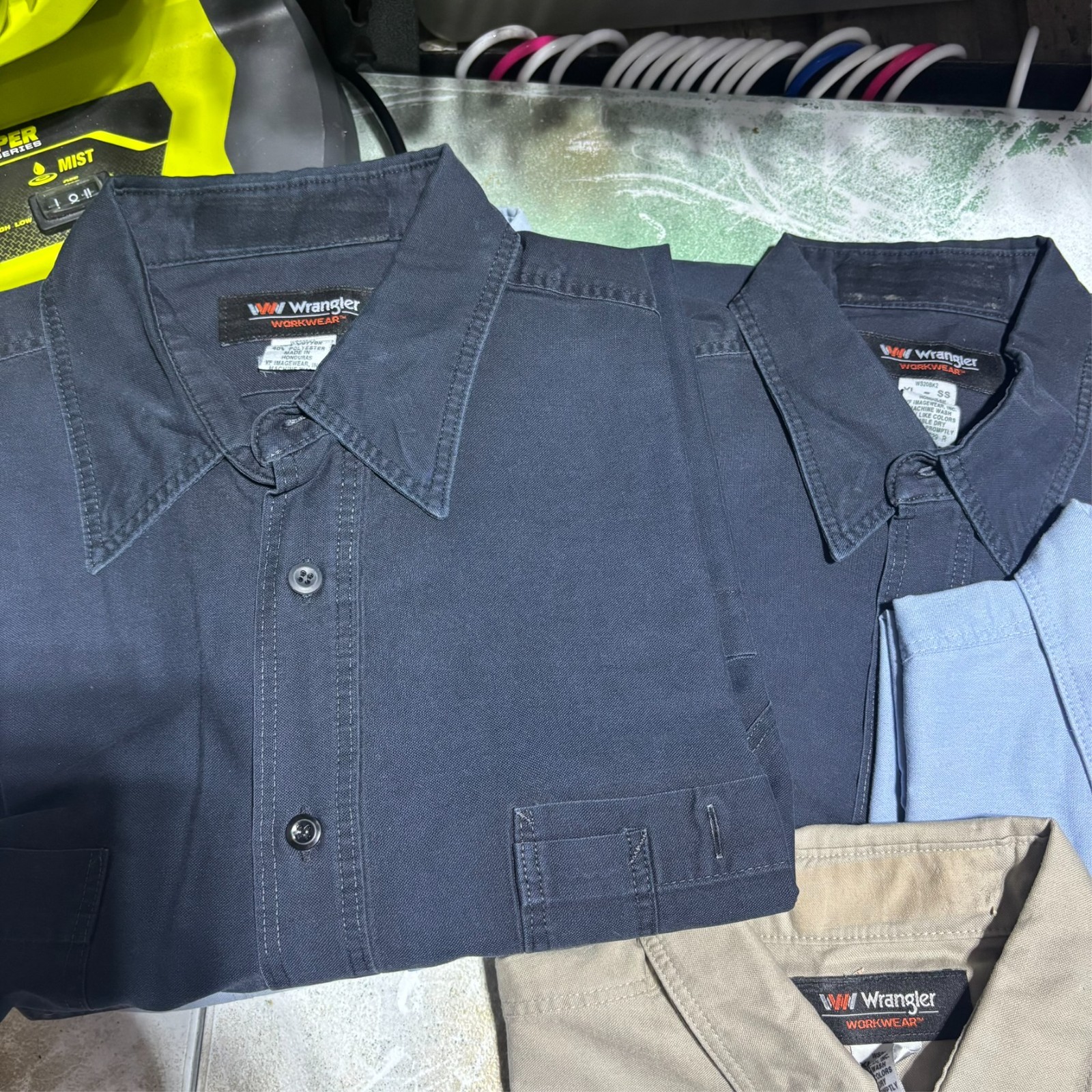 Wrangler Work Shirts Men XL Button up Uniform Workwear Western Cowboy LOT OF 10