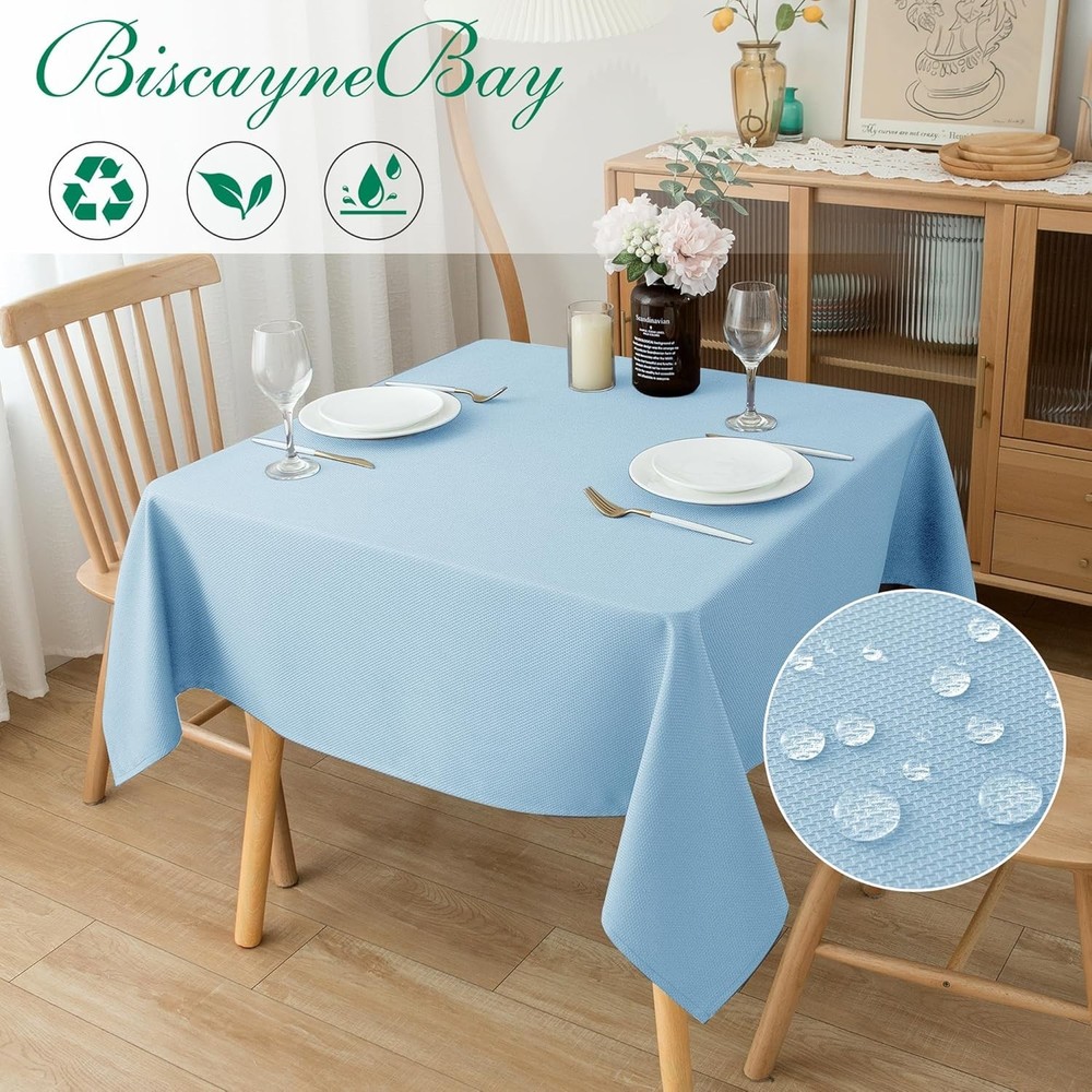 Light Blue Square Tablecloth 54x54 - Water Resistant