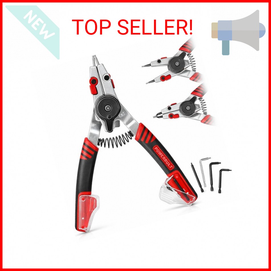 Powerbuilt Snap Ring Pliers with Combination Internal External Switch, Reversibl