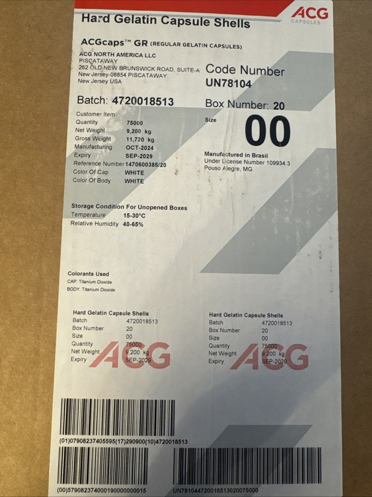 Size 00 Empty Capsules 1000 Count Empty Hyper Gelatin Capsule Shells Acg￼