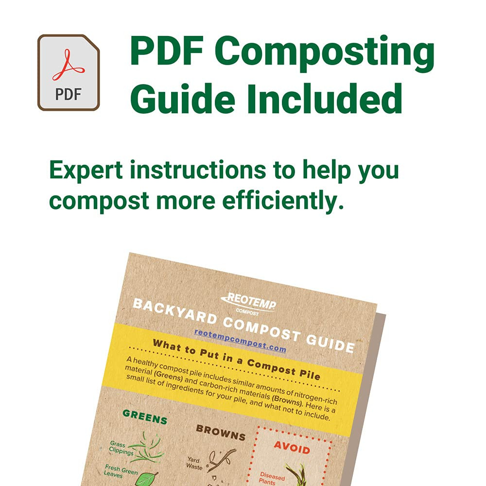 16 Inch Fahrenheit Backyard Compost Thermometer with Digital Composting Guide