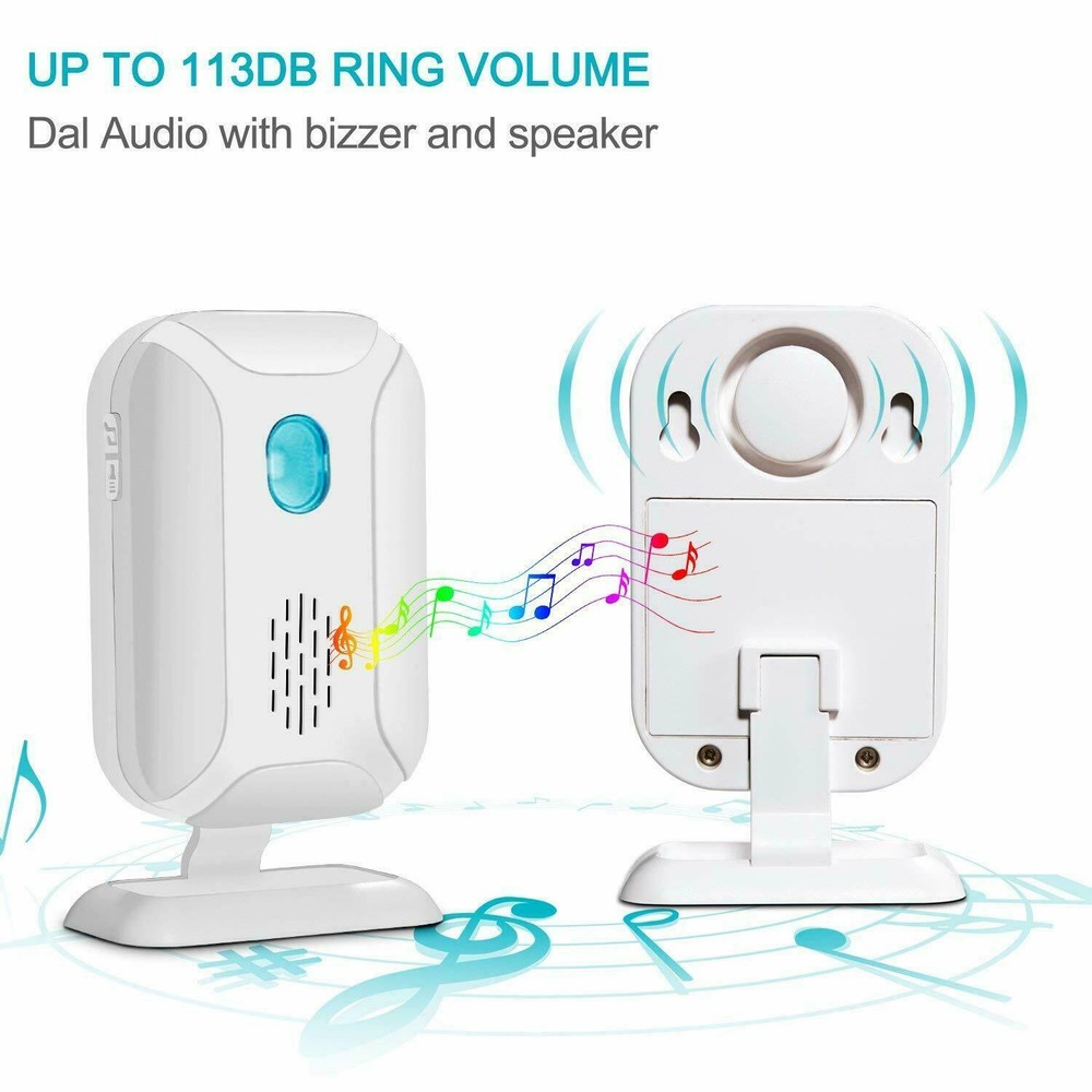 Indoor Apartment PIR Motion Sensor Security Chime With LED Light DIY Pairing Set
