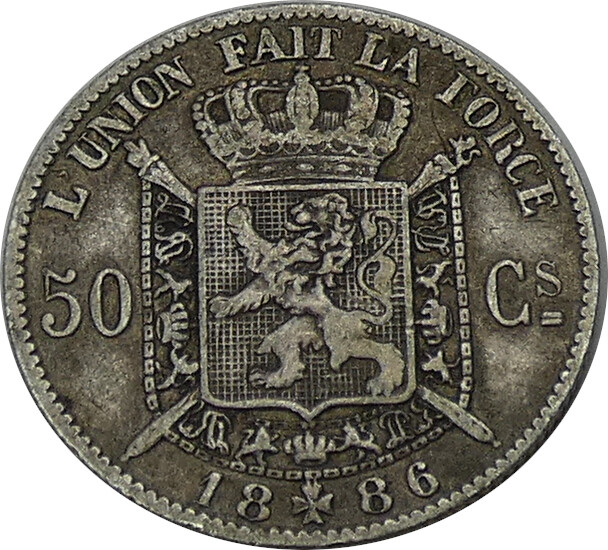 1886/66 50 Centimes Belgium VF Condition - b