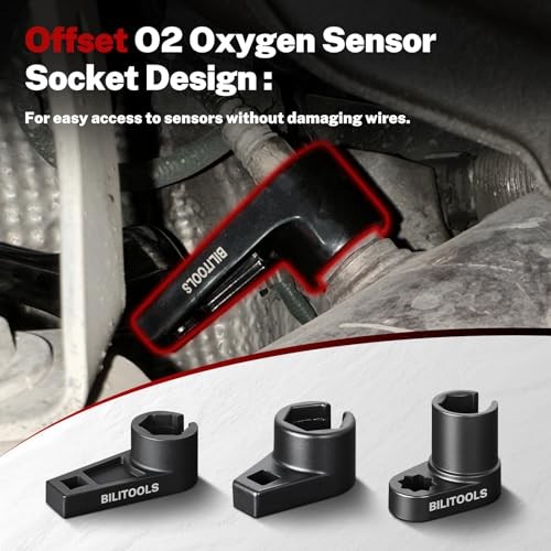 -Piece O2 Oxygen Sensor Socket Set 7/8" (22mm), 1" & 1-1/16", Offset Oxygen 12
